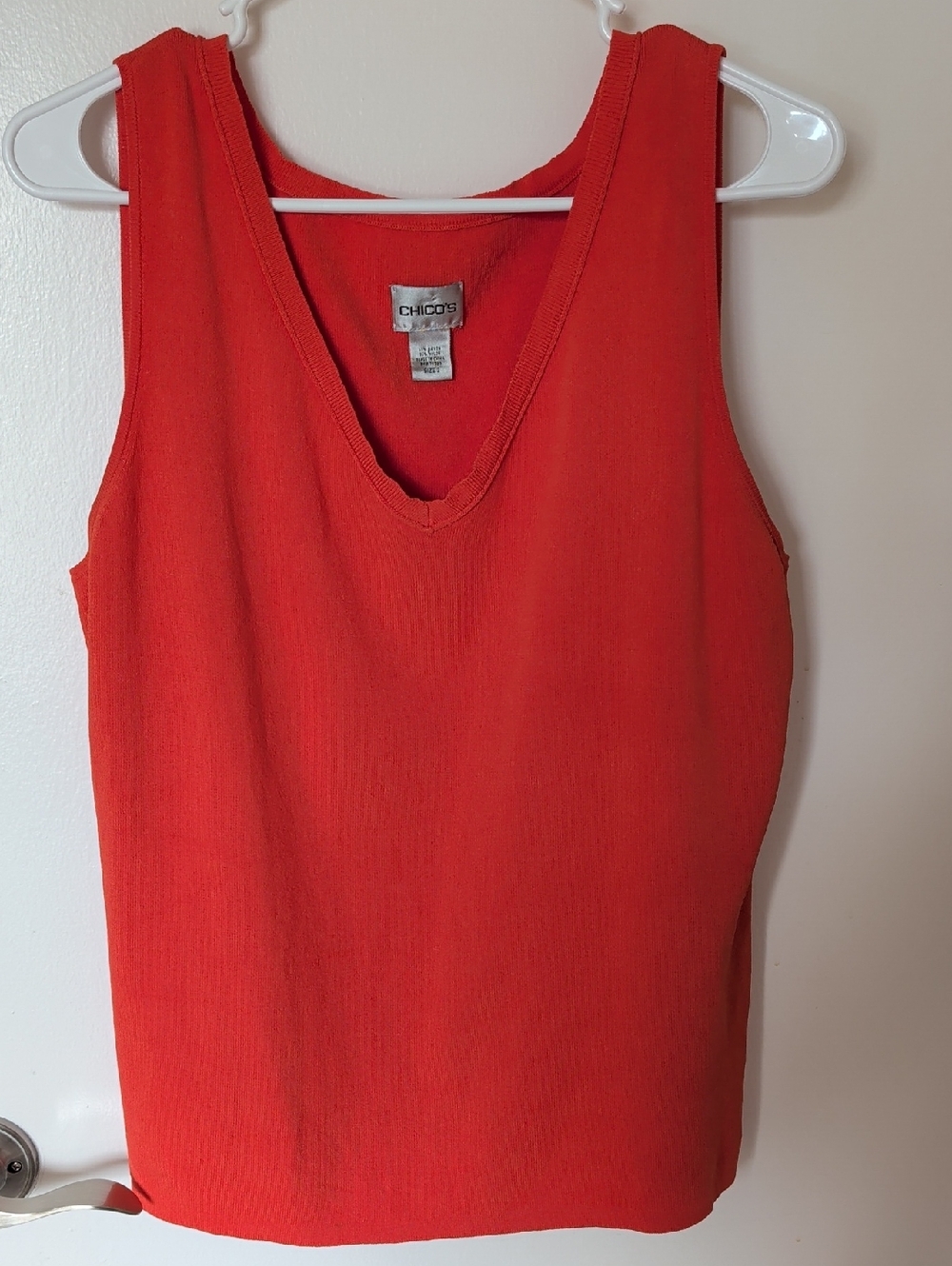 Chico's Bright Red V-Neck Ribbed Tank